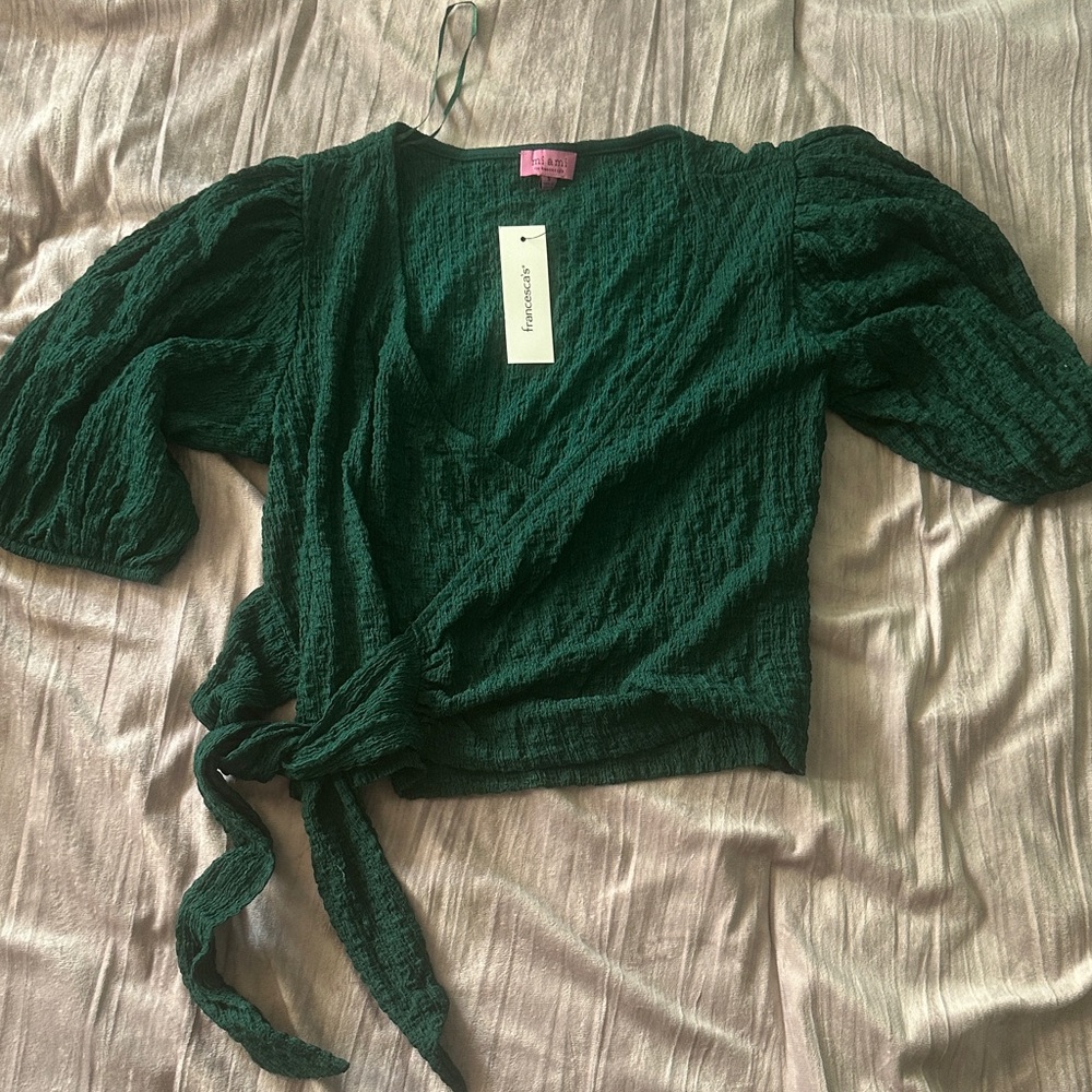 Francesca's Collections Deep Green Textured Blouse